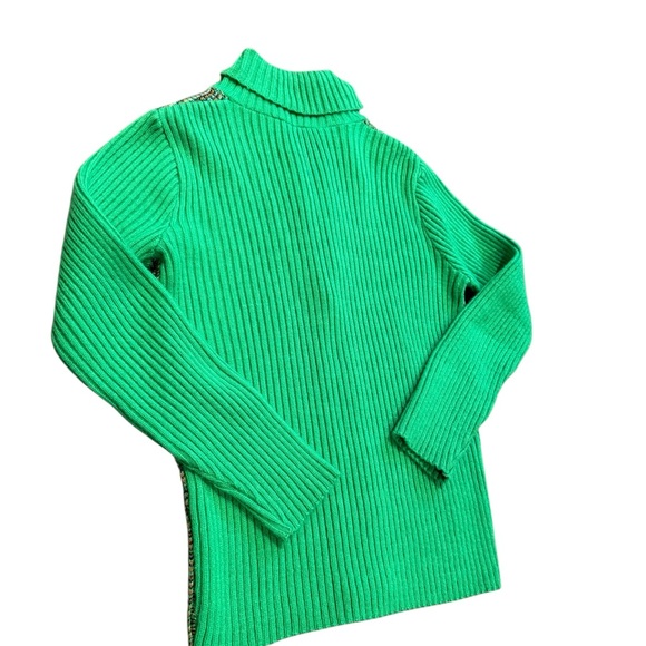 Vintage Green Ribbed Knit Button Cardigan Sweater Retro 70s - Picture 2 of 3